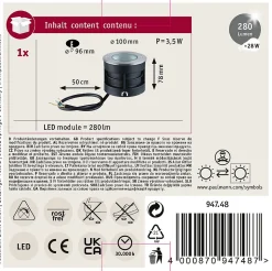 Encastré de sol LED Vanea résistant à l'eau de mer IP67 rond 100mm 3000K 3,5W 160lm 230V 93 Alu Aluminium