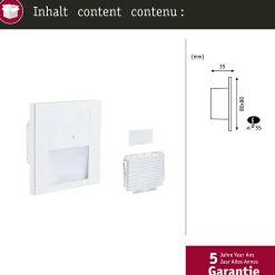Encastré mural LED Tsaro carré 80x80mm 1W 80lm 230V 2700K Blanc dépoli