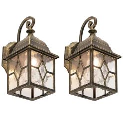 Ensemble de 2 appliques murales d'extérieur romantiques en bronze - Londres