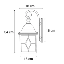 Ensemble de 2 appliques murales d'extérieur romantiques en bronze - Londres