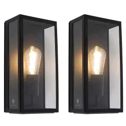 Ensemble de 2 appliques murales extérieures noires IP44 avec verre - Rotterdam