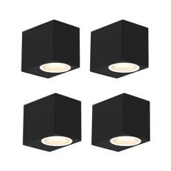 Ensemble de 4 appliques murales modernes noires IP44 - Baleno