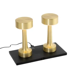 Ensemble de 2 lampes de table rechargeables dorées RGBW - Isobel
