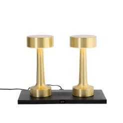 Ensemble de 2 lampes de table rechargeables dorées RGBW - Isobel