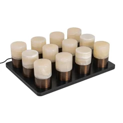 Ensemble de 12 lampes de table bronze foncé RGBW rechargeables avec station de charge - Alessia