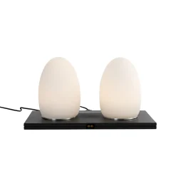 Ensemble de 2 lampes de table rechargeables RGBW blanches - Eggo