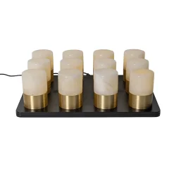Ensemble de 12 lampes de table rechargeables dorées RGBW avec station de charge - Alessia