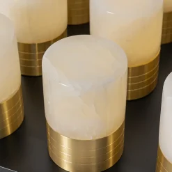 Ensemble de 12 lampes de table rechargeables dorées RGBW avec station de charge - Alessia