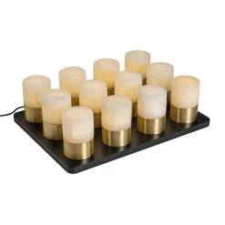 Ensemble de 12 lampes de table rechargeables dorées RGBW avec station de charge - Alessia
