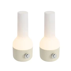 Ensemble de 2 lampes de table d'extérieur beige avec blanc avec LED rechargeable - Haard