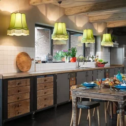 Ensemble de 4 lampes suspendues rétro vertes 45 cm - Granny