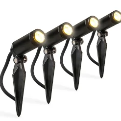 Ensemble de 4 spots de jardin noirs avec LED IP68 - Garly