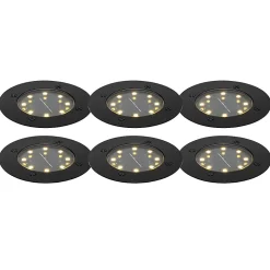 Ensemble de 6 spots de sol noirs avec LED solaire IP65 - Terry