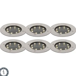 Ensemble de 6 spots de sol en acier avec LED solaire IP65 - Terry