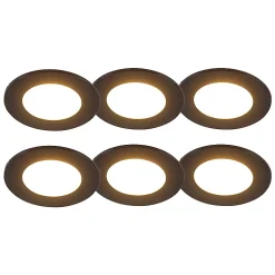 Ensemble de 6 spots encastrés noirs avec LED à intensité variable 3 niveaux IP65 - Blanca