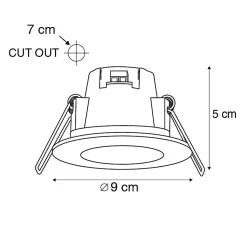 Ensemble de 3 spots encastrés pour salle de bain LED 5W blanc imperméable à l'eau - Blanca