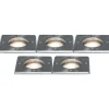 Ensemble de 5 spots encastrés en acier IP65 - Basic Square