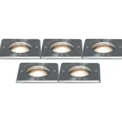 Ensemble de 5 spots encastrés en acier IP65 - Basic Square