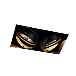 Ensemble de 6 spots encastrés noirs GU10 AR111 sans bordure 2 lumières - Oneon
