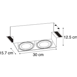 Ensemble de 6 spots encastrés noirs GU10 AR111 sans bordure 2 lumières - Oneon