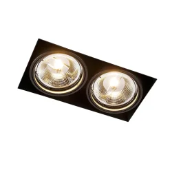 Ensemble de 6 spots encastrés noirs GU10 AR111 sans bordure 2 lumières - Oneon