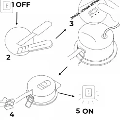 Ensemble de 10 spots LED encastrés ronds, 5W, indice de protection IP44, température de couleur réglable, blanc.