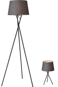 Ensemble lampe de table et lampadaire Gooban E27/E14 42W H.156cm noir GoodHome