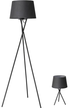 Ensemble lampe de table et lampadaire Gooban E27/E14 42W H.156cm noir GoodHome