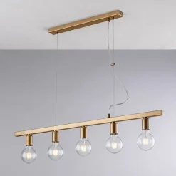 Fabian Suspension en fer laqué noir et doré 5 lumières L.101x5 BL293-5-OR