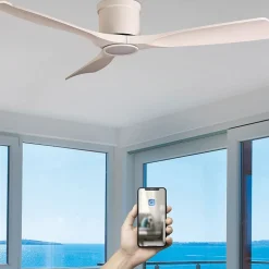 Fanelite - Brasseur d'air 132 cm blanc ARATUA - Moteur DC 35W - Lumière LED 20W dimmable 3 couleurs - Wifi - Contrôles vocaux