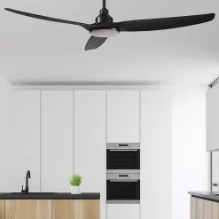 Fanelite - Ventilateur de plafond 132 cm noir FANDC52LN-BK - Moteur DC 18W - LED 20W dimmable 3 couleurs - 3 pales - Silencieux