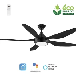 Fanelite - Ventilateur de plafond 137 cm noir MAUPITI - Moteur DC 35W - LED 20W dimmable 3 couleurs - Wifi & Contrôles vocaux