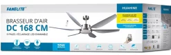 Fanelite - Ventilateur de plafond 168 cm gris HUAHINE - Moteur DC 55W - LED 22W 3 couleurs - Silence + PURIFICATEUR D'AIR INCLUS