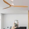Fanelite - Ventilateur de plafond 164 cm blanc et bois GUANA - Moteur DC 35W - Télécommande - Wifi - Très silencieux