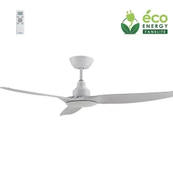 Fanelite - Ventilateur de plafond 132 cm blanc FANDC52N - Moteur DC 18W - 3 pales - SANS LUMIÈRE - Silencieux