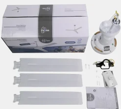 FARELEK - SEYCHELLES O 122 cm - Ventilateur de plafond reversible - 3 pales metal laquees blanc - 112416