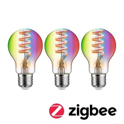 Filament 230 V Smart Home Zigbee 3.0 Ampoule LED E27 3x470lm 3x6,3W RGBW+ gradable Doré