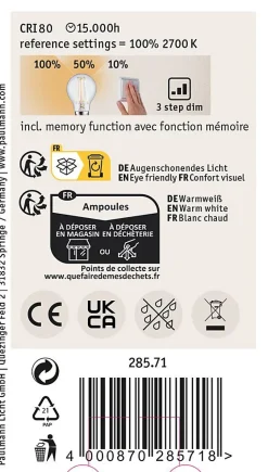 Filament 230 V 3-Step-Dim Ampoule LED E27 4x806lm 4x8W 2700K gradable Clair