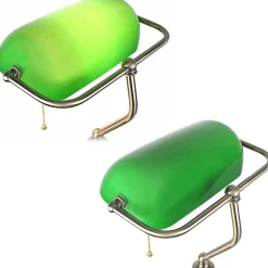 FISHTEC - Lampe de Banquier Verte - Culot E27 - Interrupteur Chaînette 38 CM