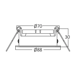 Fixation spot BRAYTRON Tetra-D, rond, blanc, fixe, diamètre 88mm, aluminium