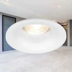 Fixation spot BRAYTRON Tetra-D, rond, blanc, fixe, diamètre 88mm, aluminium