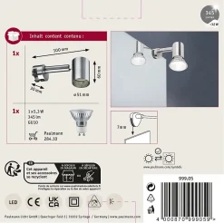 Galeria Éclairage de miroir Simplo GU10 2700K 345lm 230V 5,3W Acier brossé