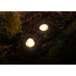 Galet solaire en verre dépoli- Hauteur 8,5cm, 1 LED blanc chaud- 3 Lumens- Eclairage extérieur Jardin