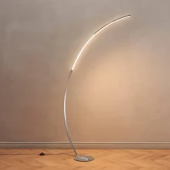 Grand lampadaire courbé LED dimmable chromé 184 cm - Thalia