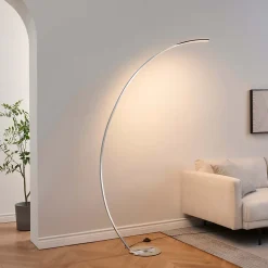 Grand lampadaire courbé LED dimmable chromé 184 cm - Thalia