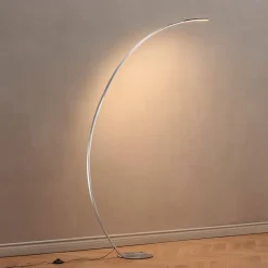 Grand lampadaire courbé LED dimmable chromé 184 cm - Thalia