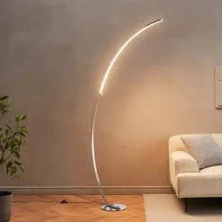 Grand lampadaire courbé LED dimmable chromé 184 cm - Thalia