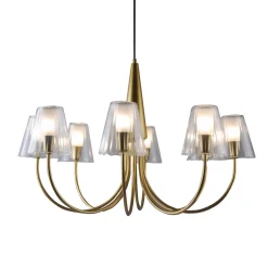 Grand lustre baroque doré 8 bras verre transparent - Cerenova