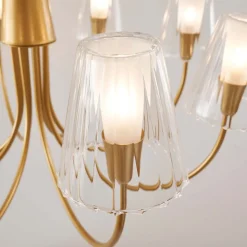 Grand lustre baroque doré 8 bras verre transparent - Cerenova