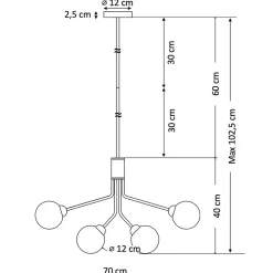 Grand lustre élégant doré 9 boules transparentes - Audrey